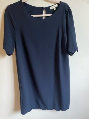 Montclair Navy Midi Dress — Classic Short-Sleeve Shift